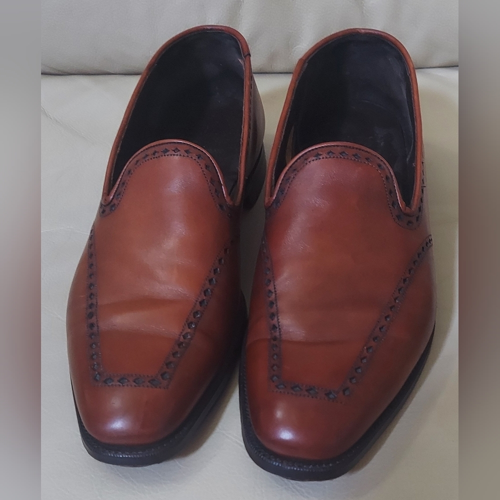 STUART'S CHOICE 8134 MEN'S BROWN LEATHER LOAFERS SIZE 10.5 D HANDMADE IN ENGLAND